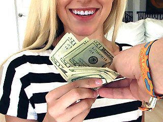 Blonde Bree Mitchells gets offered for some quick cash for fucking